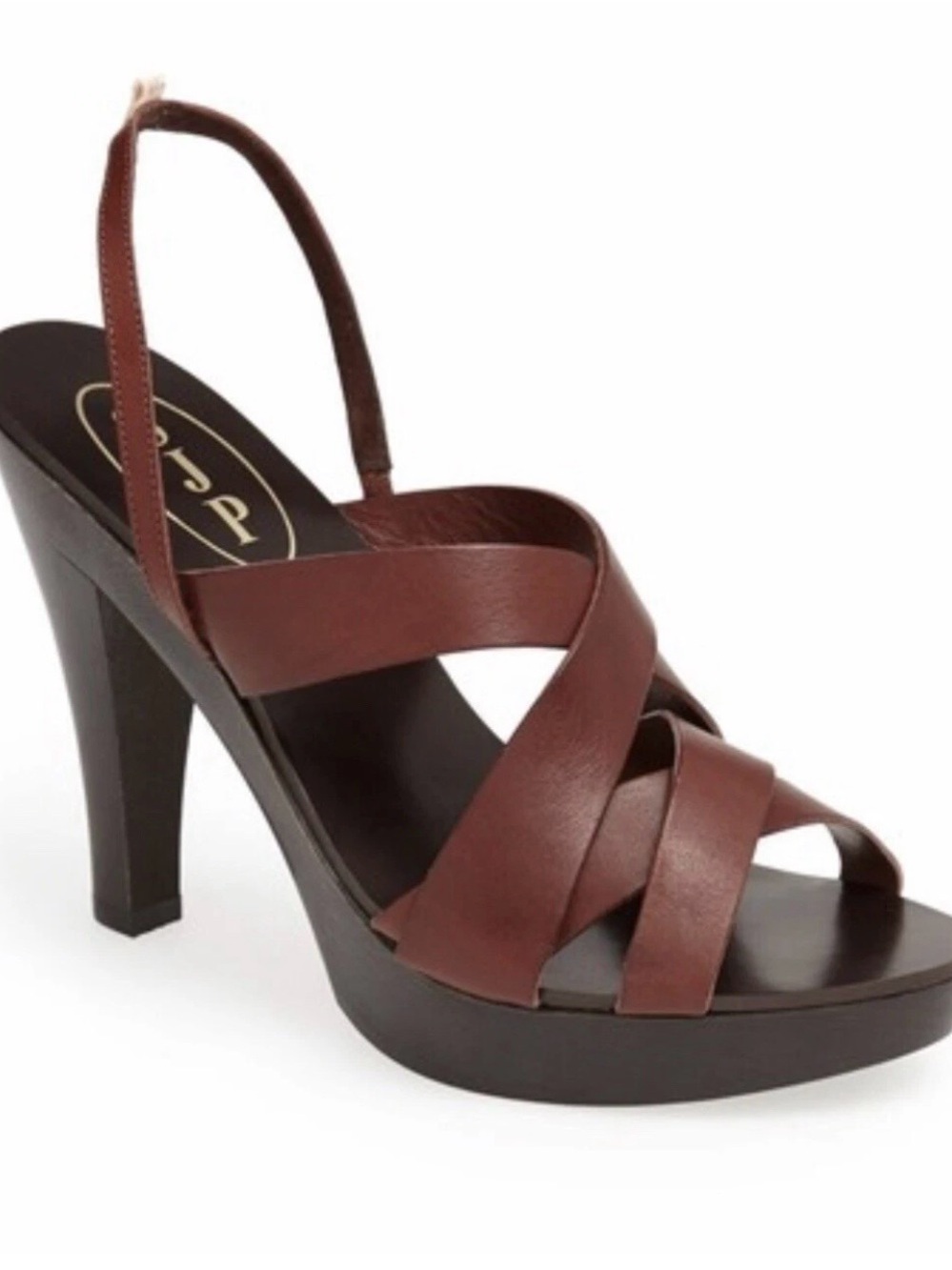 😍SJP “Stella” Brown Leather Platform Slingback Sandal - Euro 37.5/US 6.5